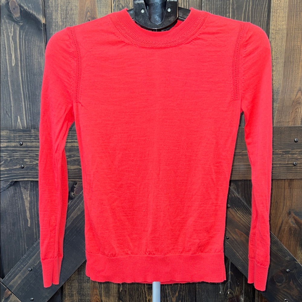 Banana Republic Merino Wool Sweater Top XS Red Minimalist Quiet Luxury Neutral‎